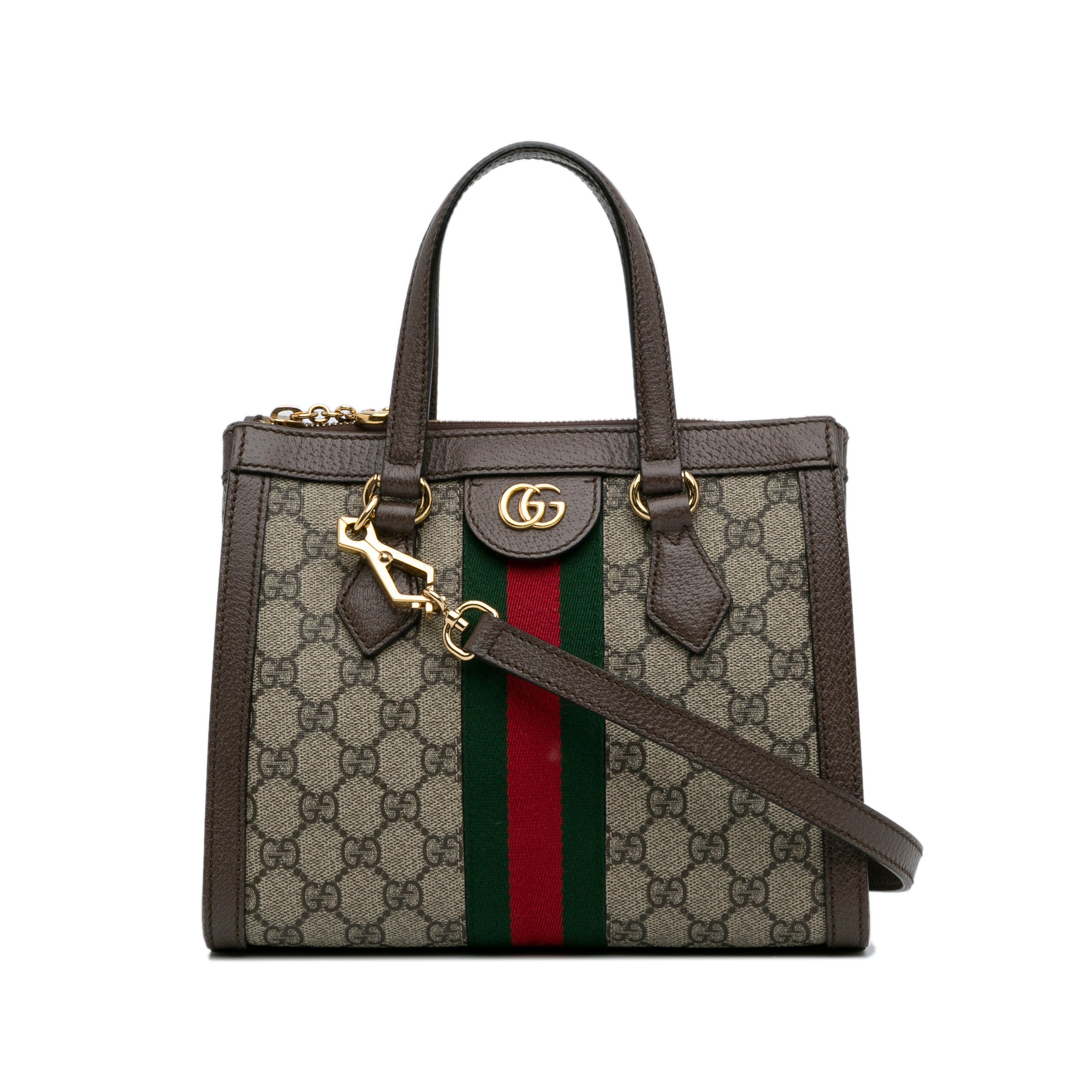 Ophidia Small Canvas Shoulder Bag in Beige - Gucci