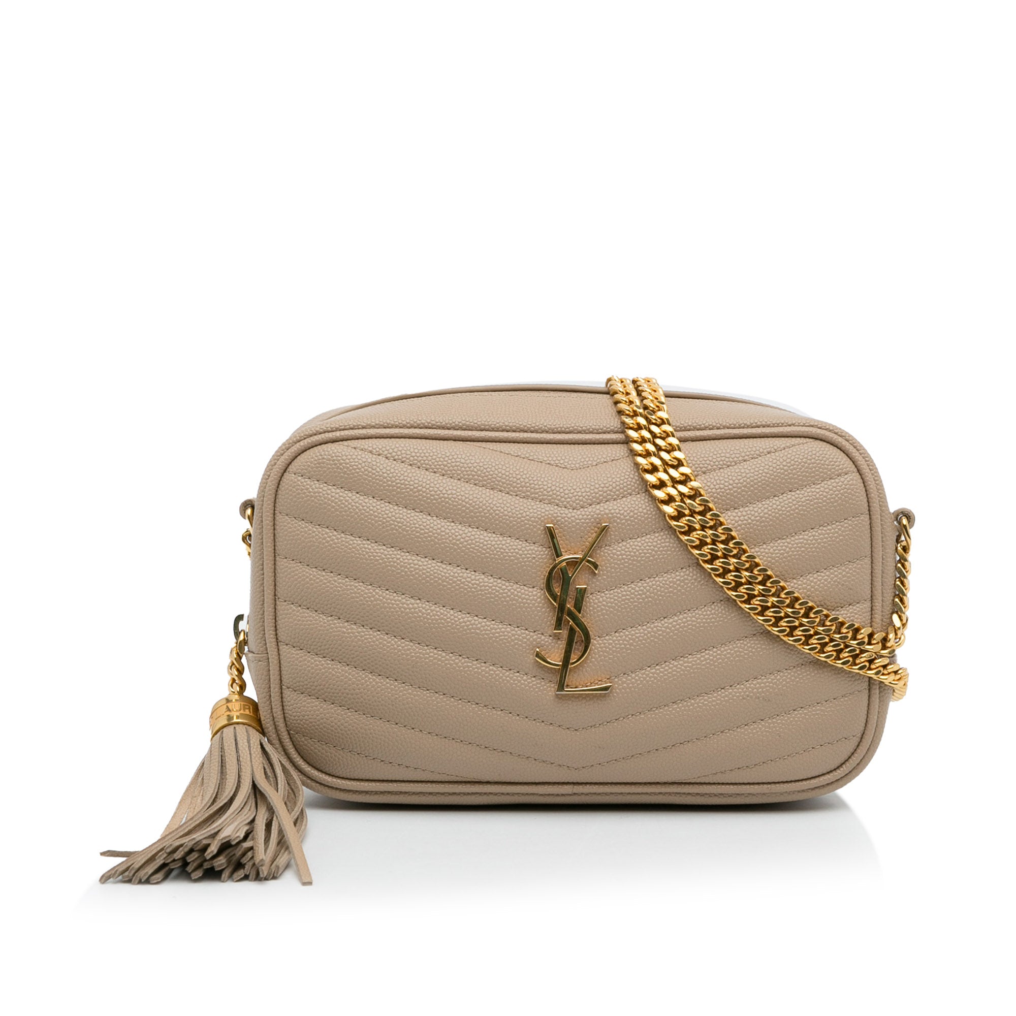 Beige YSL-monogram quilted-leather clutch bag