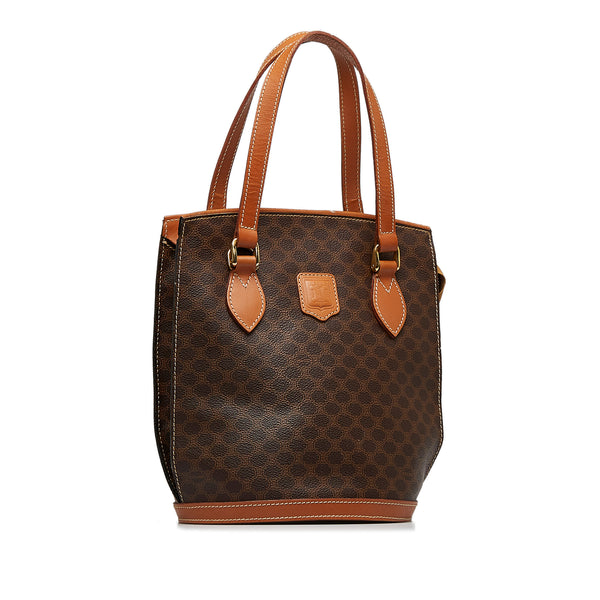 CELINE Macadam Handbag Boston Bag, Brown Coated Canvas & Leather