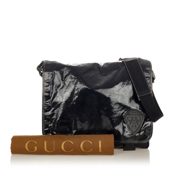Auth GUCCI Pochette Bag Blue/Gray Canvas Small Adjustable Leather Strap