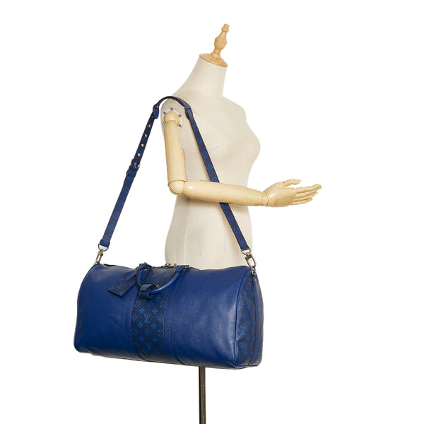 Blue Louis Vuitton Taigarama Monogram Cobalt Keepall Bandouliere