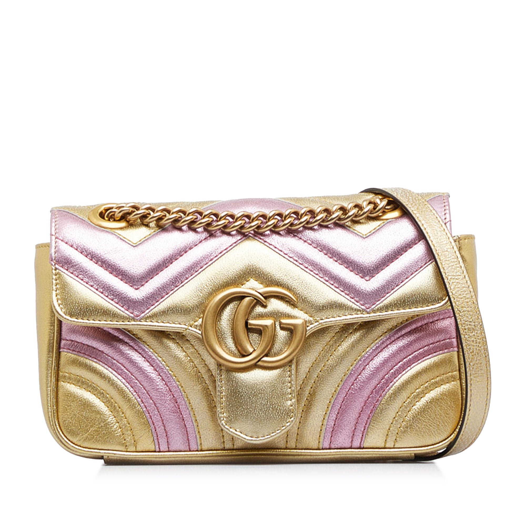 Gucci Marmont GG Gold Buckle Leather Crossbody Bag