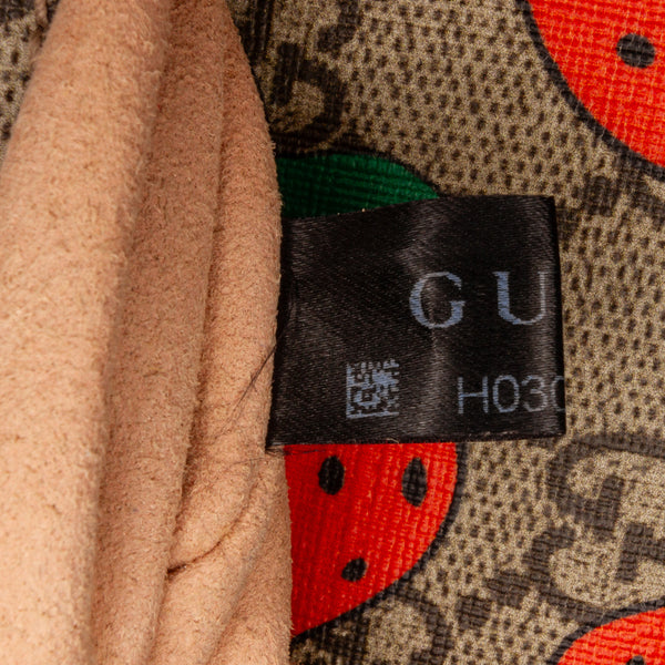 Brown Gucci GG Supreme Strawberry Padlock Crossbody Bag