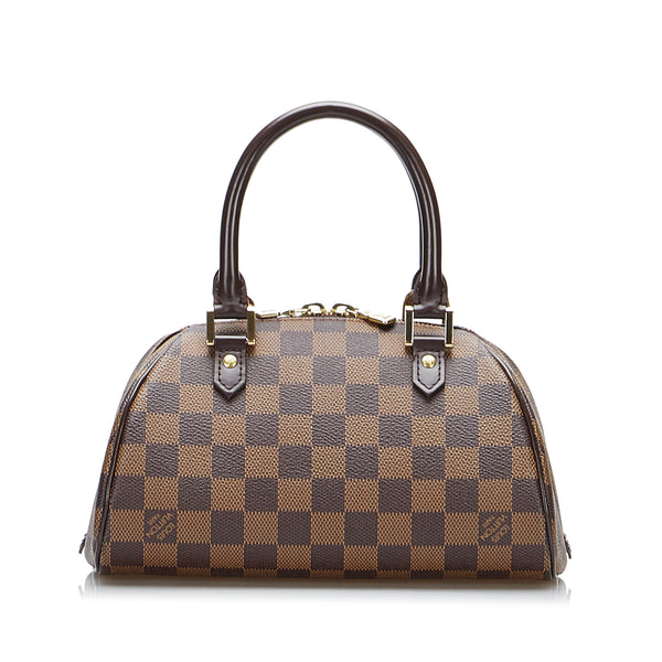 Louis Vuitton Ribera Mini Handbag in Ebene Damier Canvas and Brown