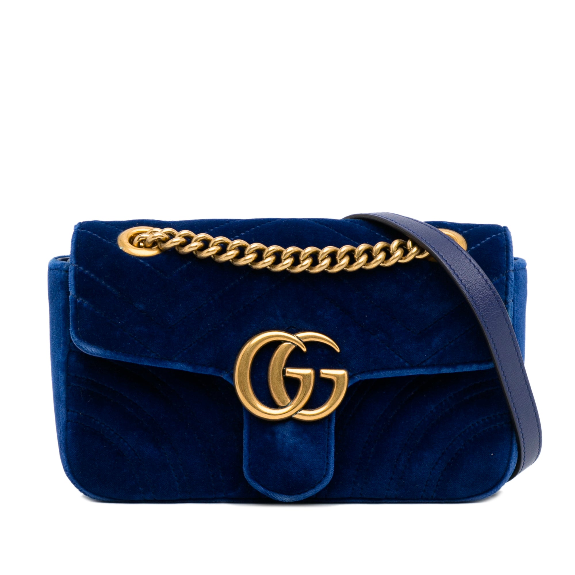 Gucci Marmont Top Handle Bag GG Mini Pastel Blue in Matelasse