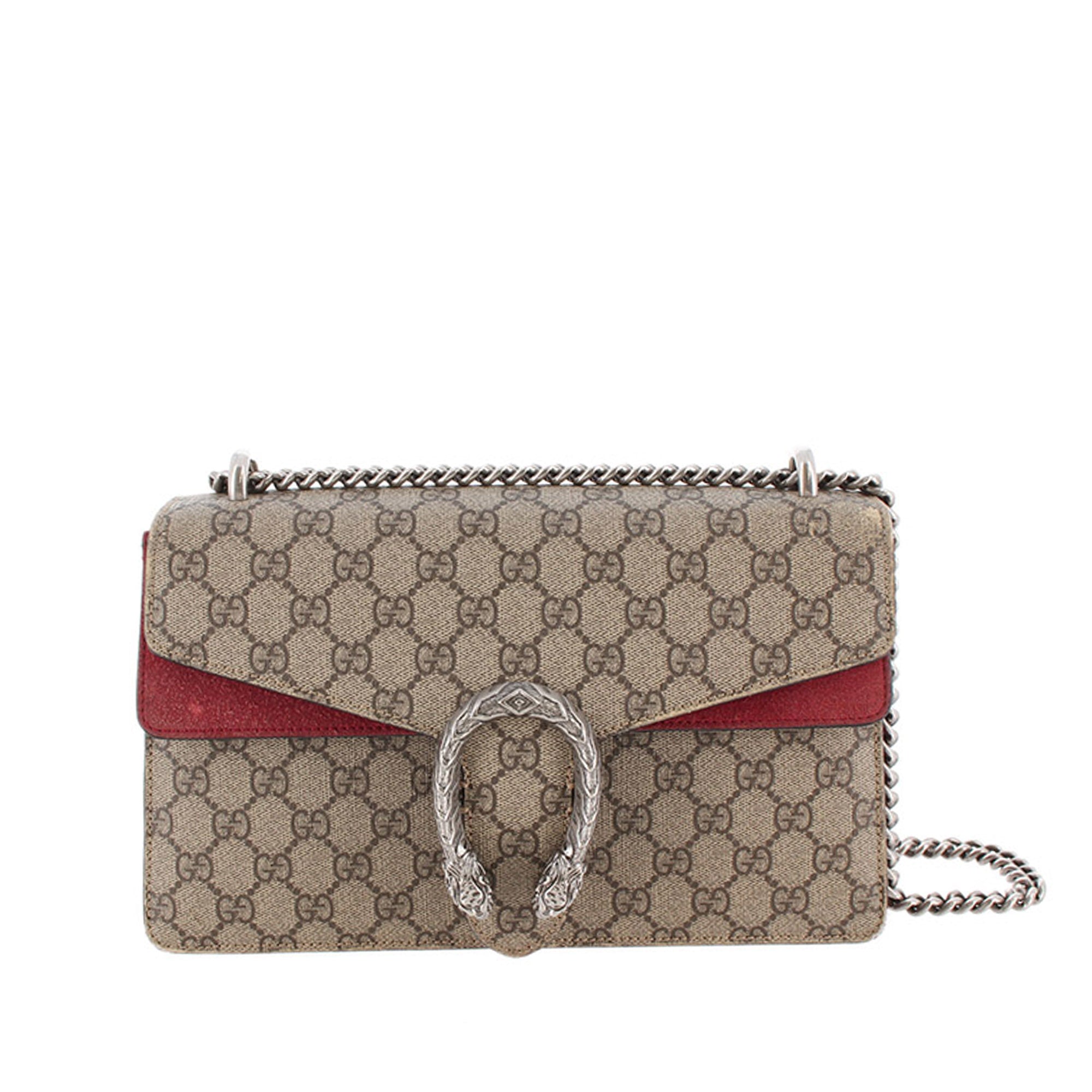 GG Supreme Dionysus Small Shoulder Bag With Red Detail