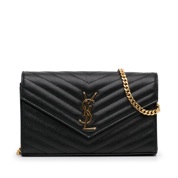 YVES SAINT LAURENT Matelasse Envelope Chain Wallet Black-US