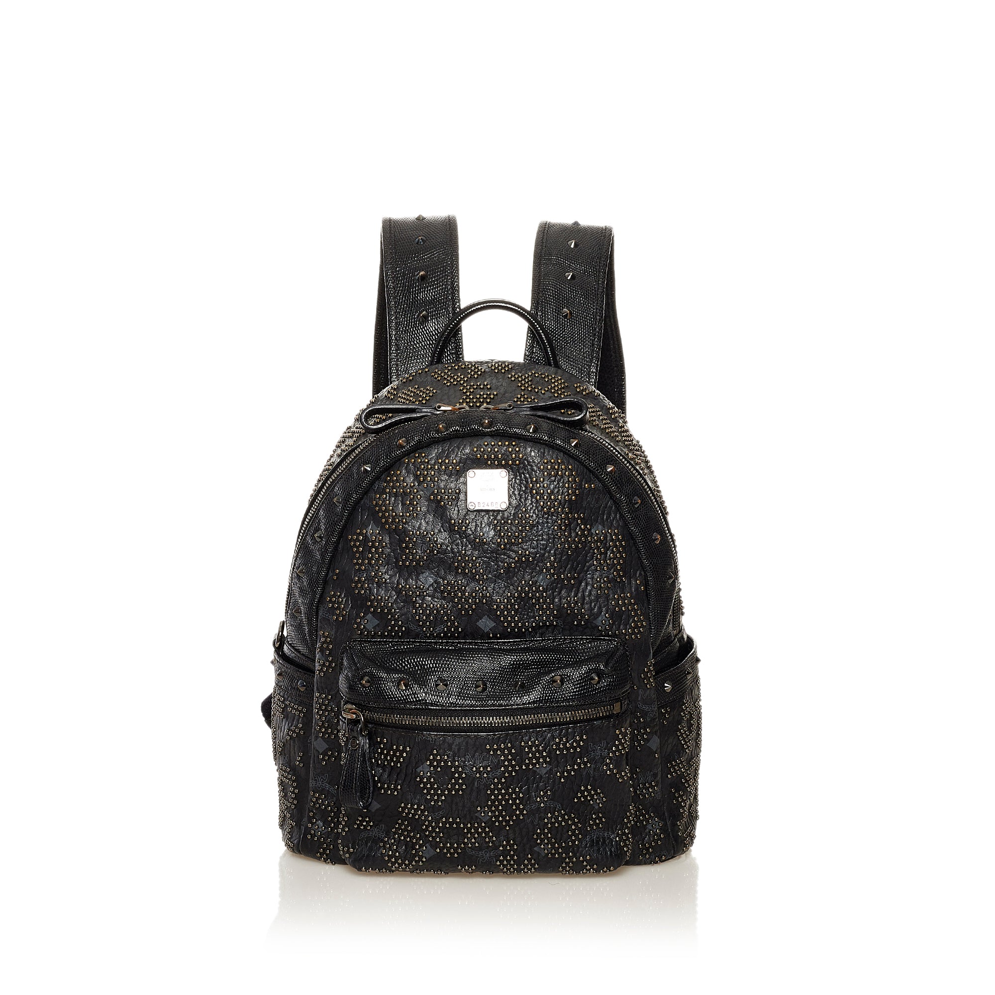 MCM Black Leather Studded Camera Shoulder Bag