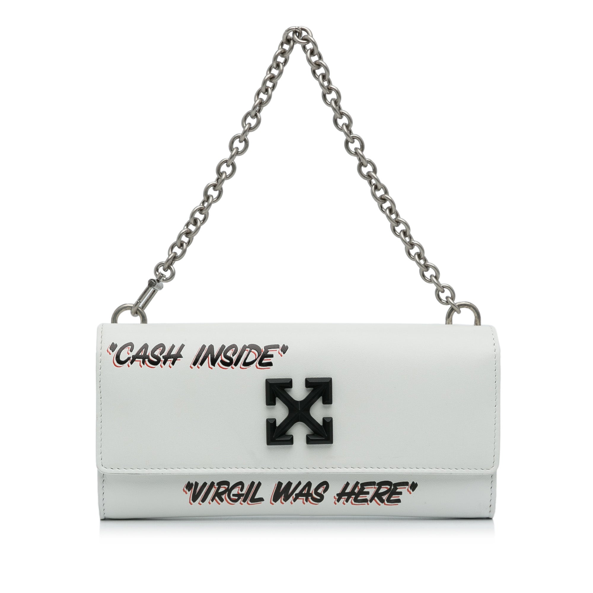 White Off White Jitney Quote Wallet on Chain Baguette – Designer