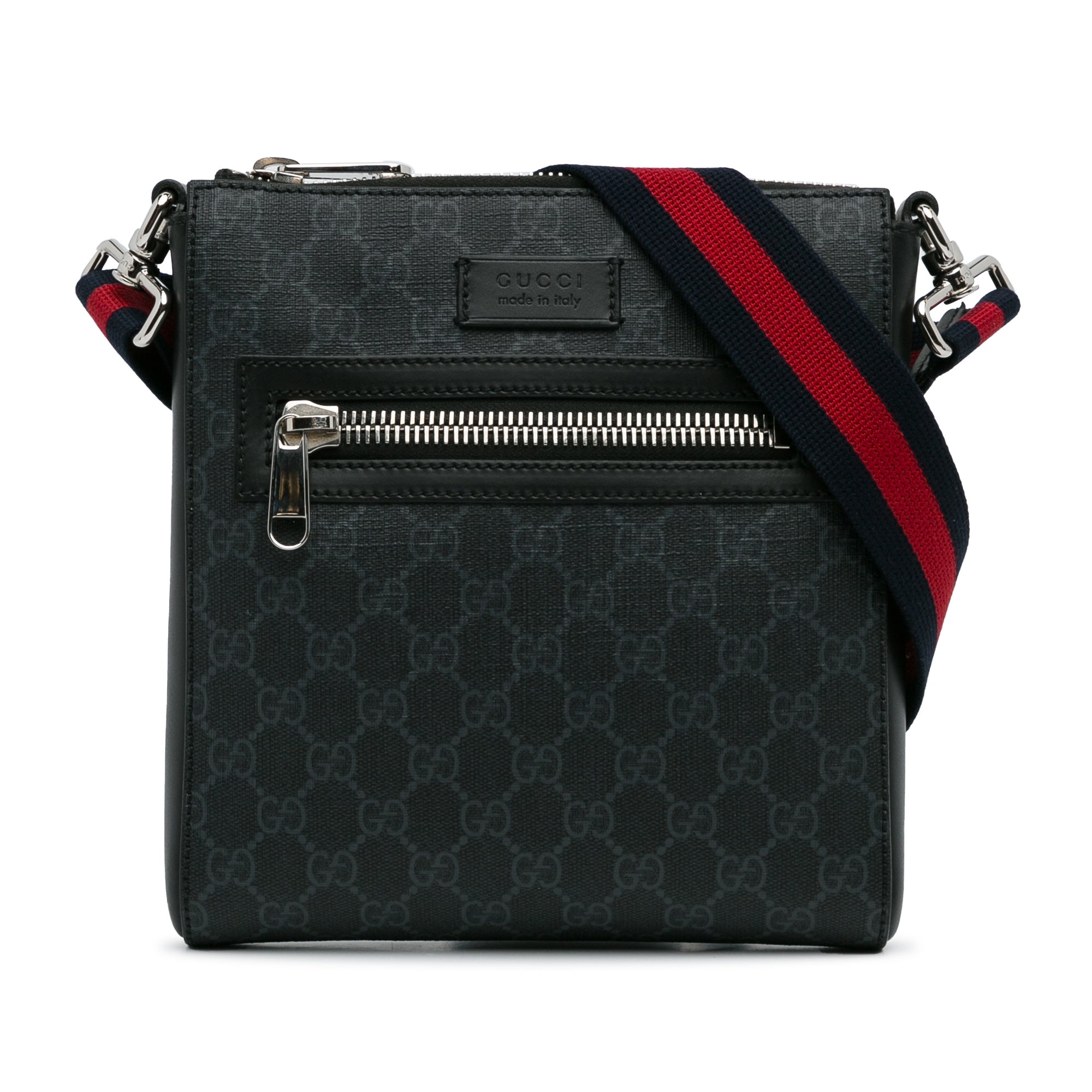 GUCCI Small GG Supreme Canvas Messenger Bag Black 523599