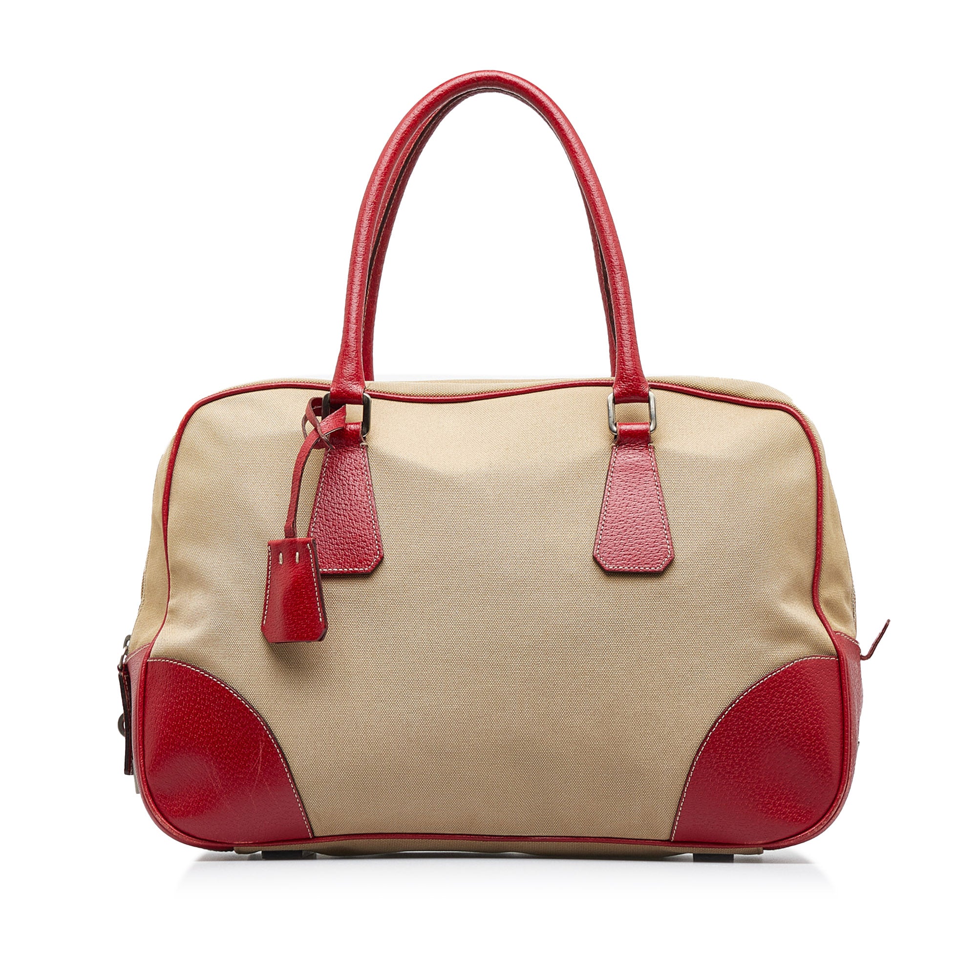 Celine Womens Vintage Boogie Bag Leather Rolled Handle Tote Handbag Beige