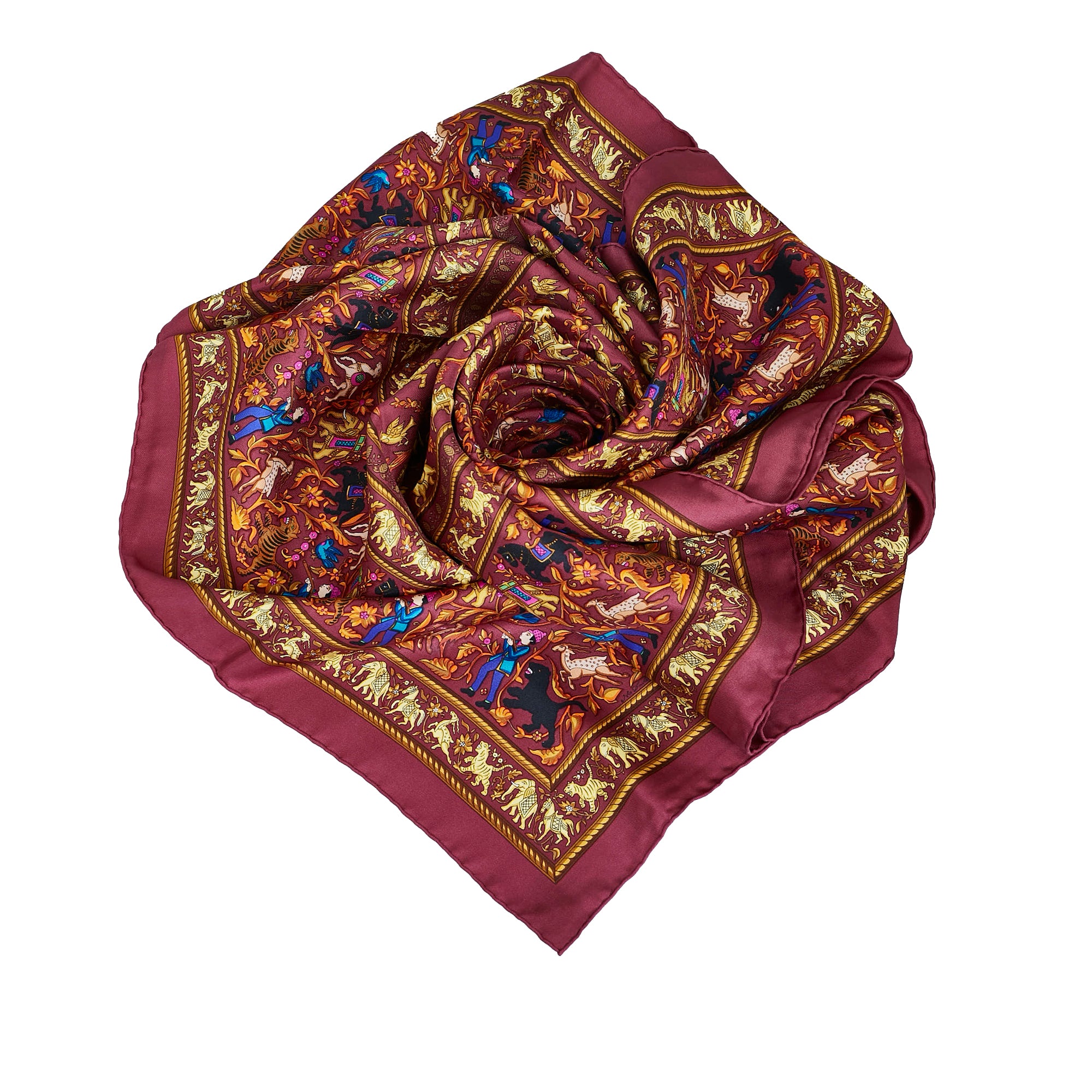 Pre-owned Louis Vuitton Silk Scarf In Burgundy