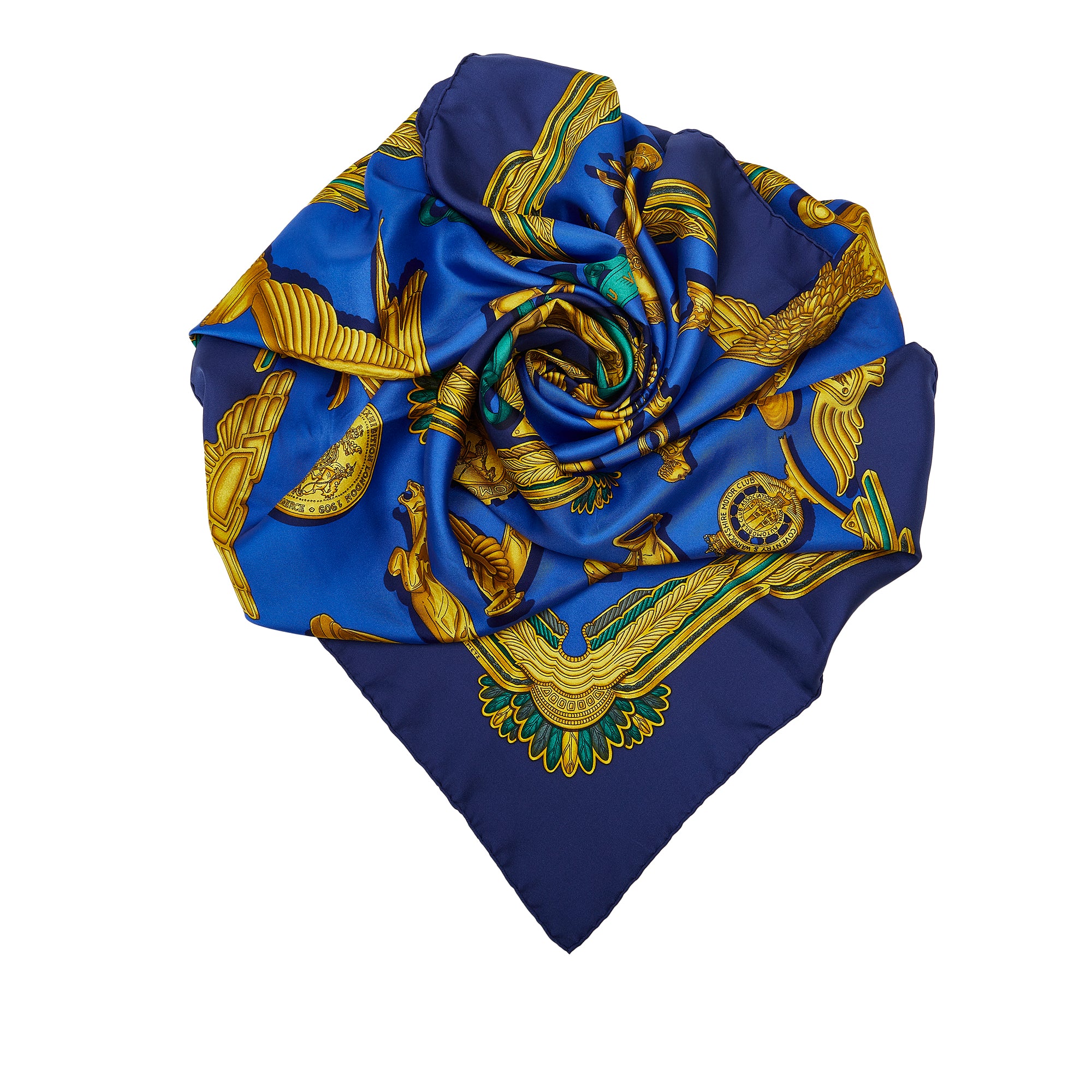 Hermes Les Tamobours Blue Scarf