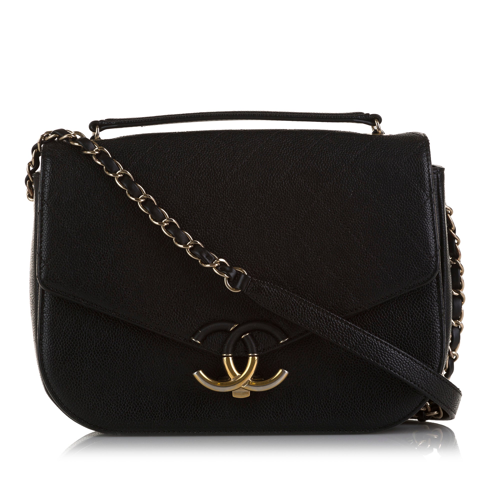 Chanel Vintage Caviar Stitched CC Small Shoulder Bag Black - Luxury In Reach
