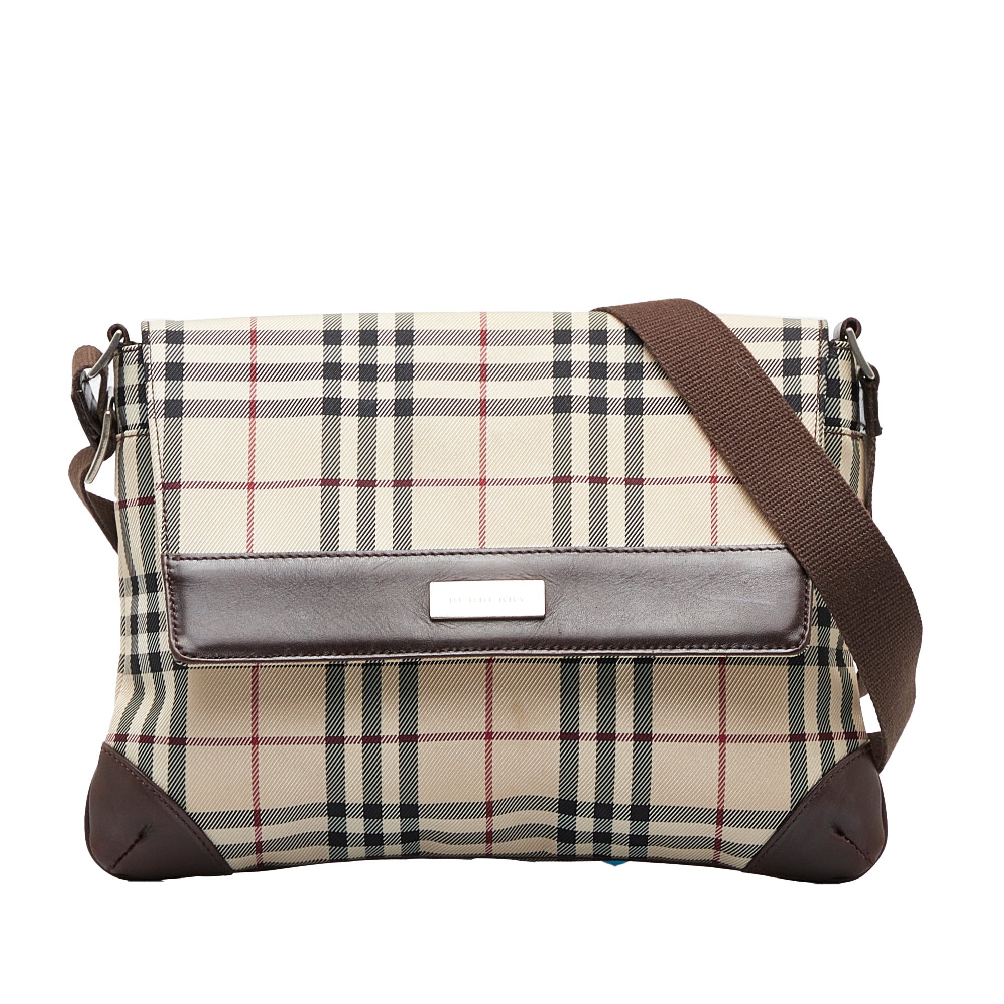 Burberry Brown/Beige House Check Fabric Crossbody Bag Burberry