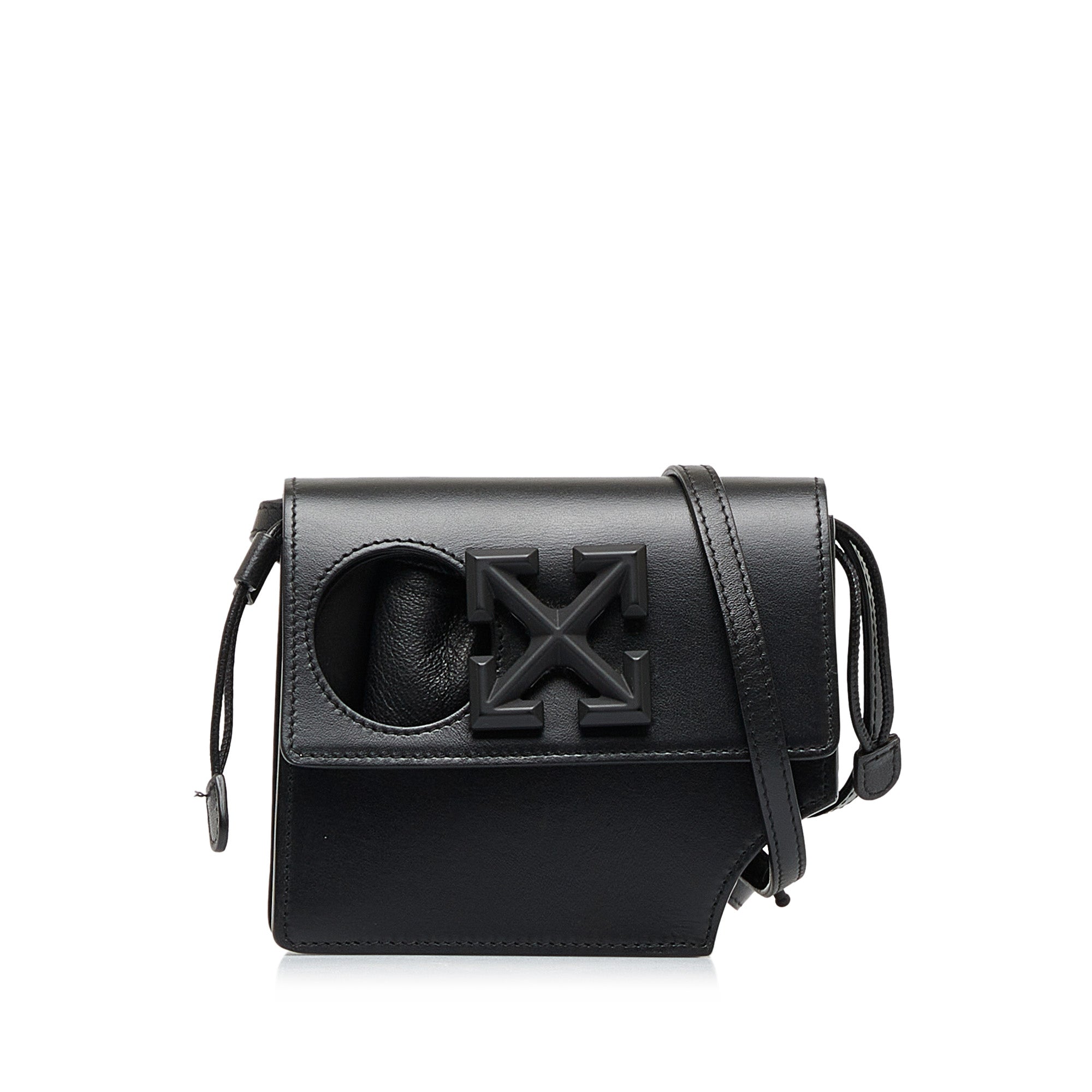 OFF-WHITE 0.7 Jitney Bag CASH INSIDE Off White Black in Leather