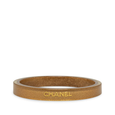 Gold Chanel Glitter Resin Logo Bangle Costume Bracelet - Designer Revival