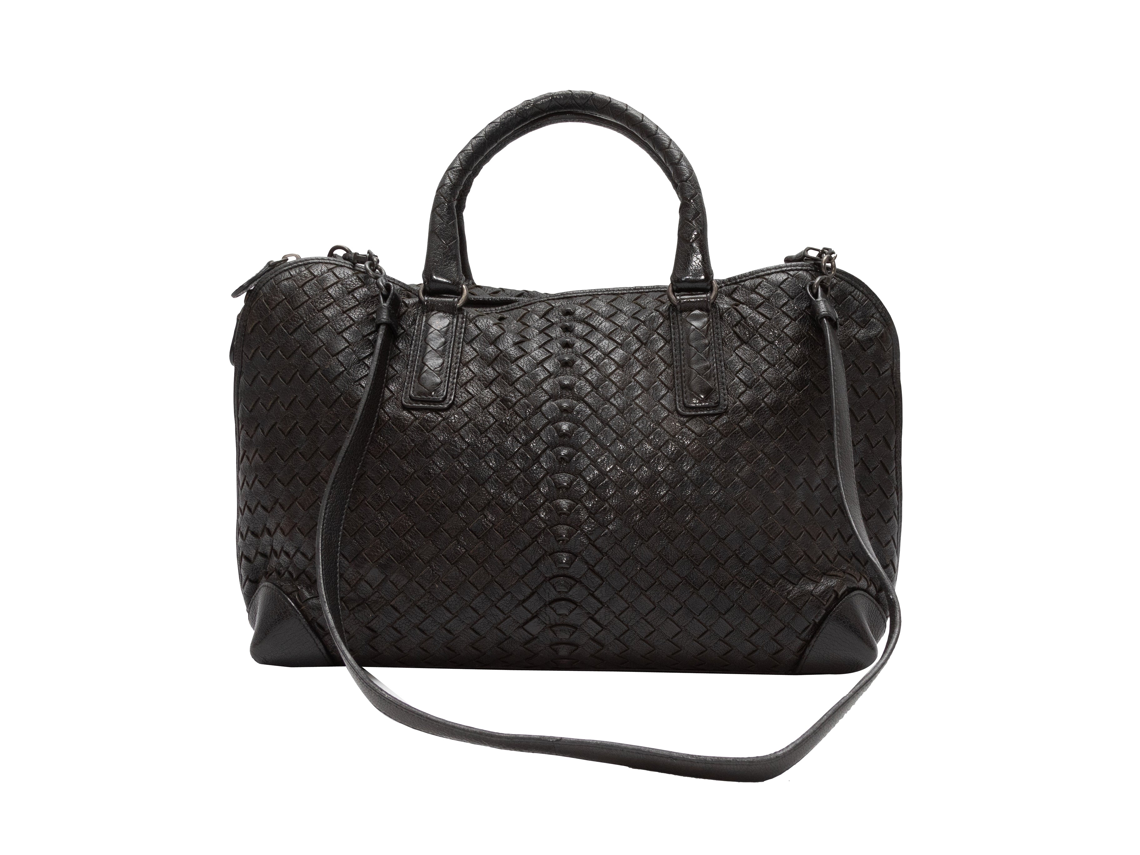 Bottega Veneta Intrecciato Crossbody Bag Silver-tone Black in Leather with  Silver-tone - US