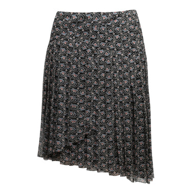 Vintage Black & Multicolor Chanel Spring/Summer 2004 Silk Printed Skirt Size FR 38 - Designer Revival