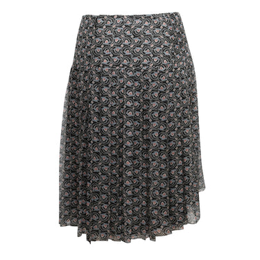 Vintage Black & Multicolor Chanel Spring/Summer 2004 Silk Printed Skirt Size FR 38 - Designer Revival