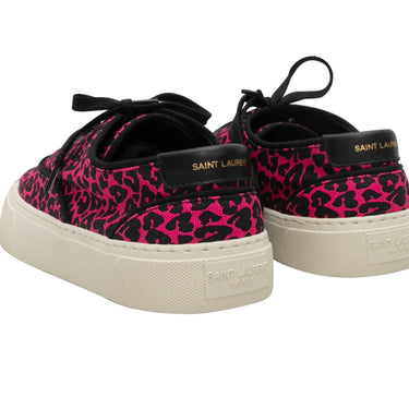 Fuchsia & Black Saint Laurent Leopard Print Low-Top Sneakers Size 38
