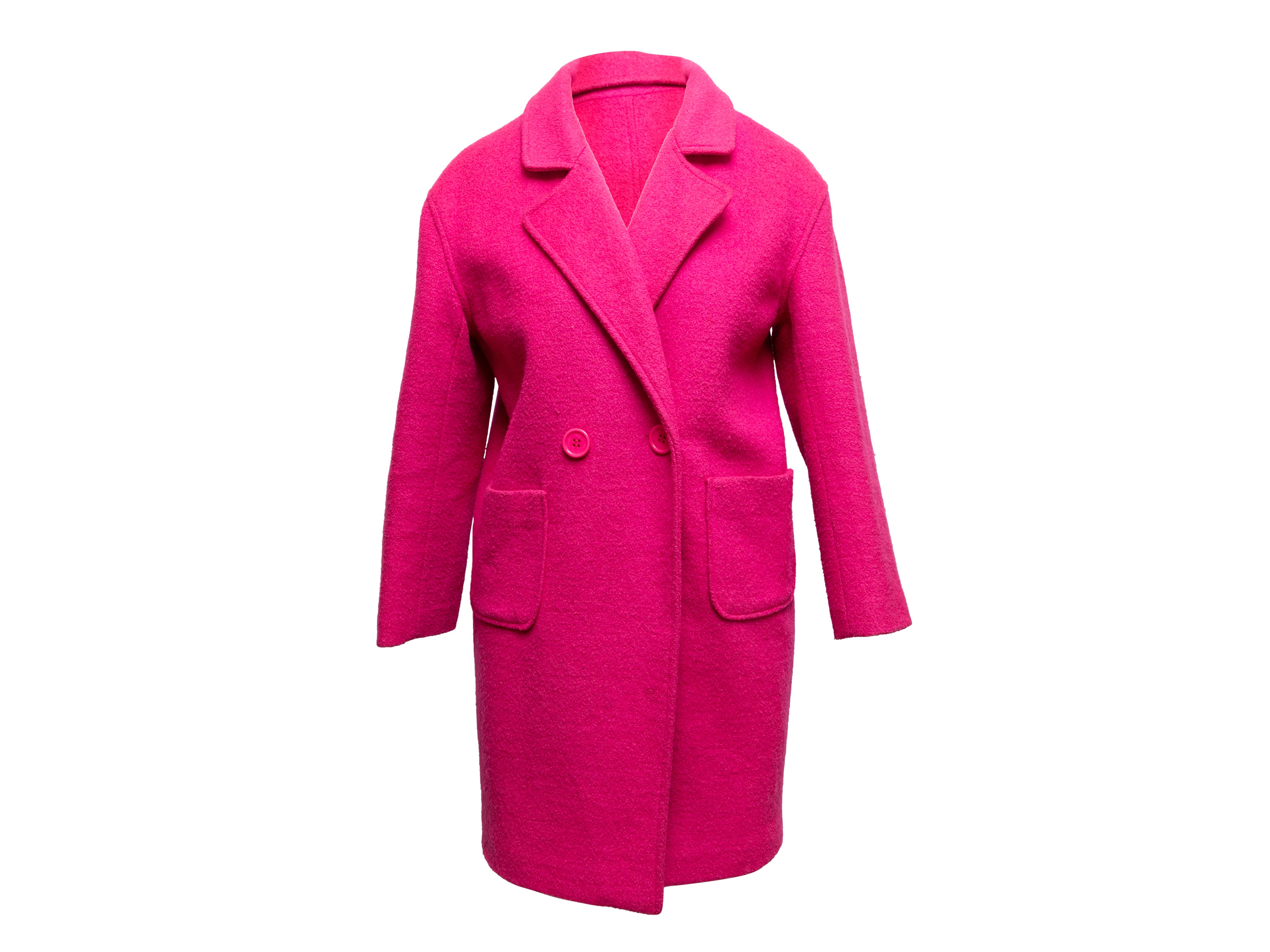 Hot Pink Miu Miu Double-Breasted Wool Coat Size US S – Designer ...