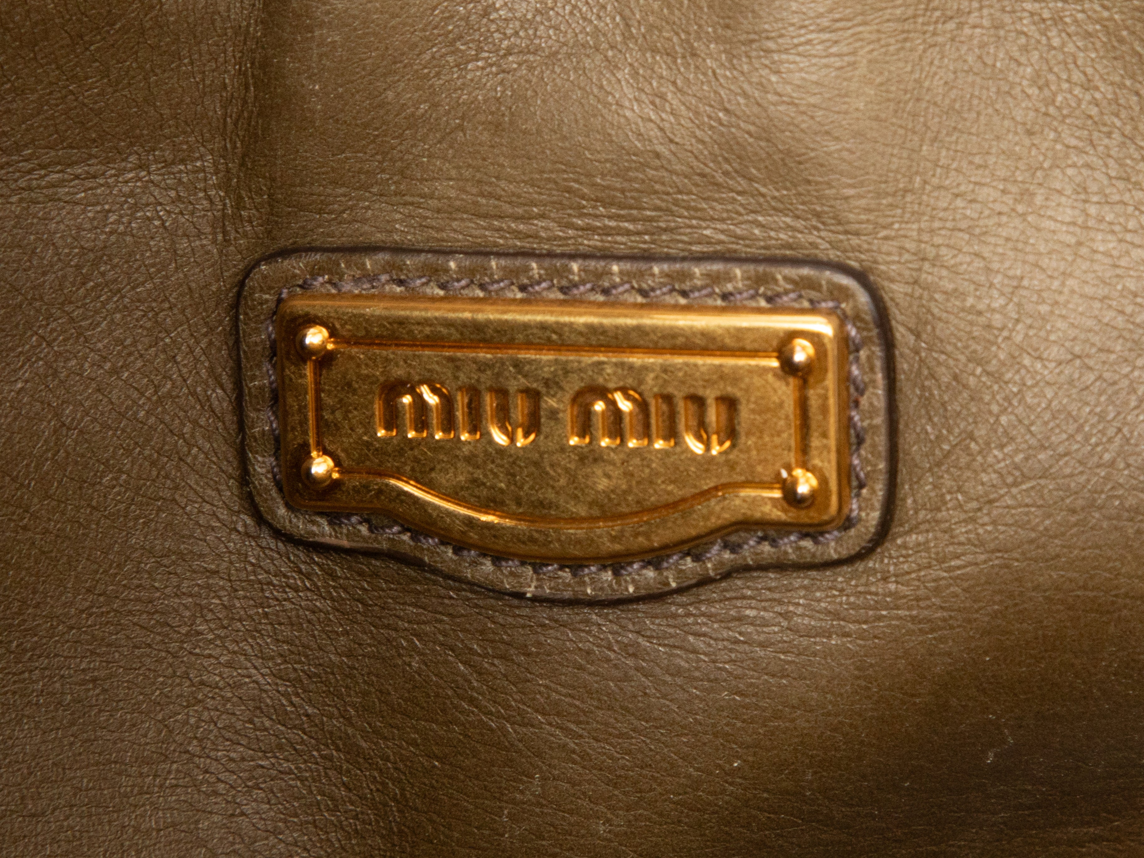 Olive Miu Miu Leather Tote Bag – Designer Revival