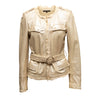 Metallic Beige Roberto Cavalli Leather Jacket Size IT 42 - Designer Revival