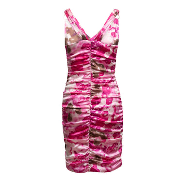 Pink & Multicolor Versace Abstract Floral Print Sleeveless Dress Size IT 44