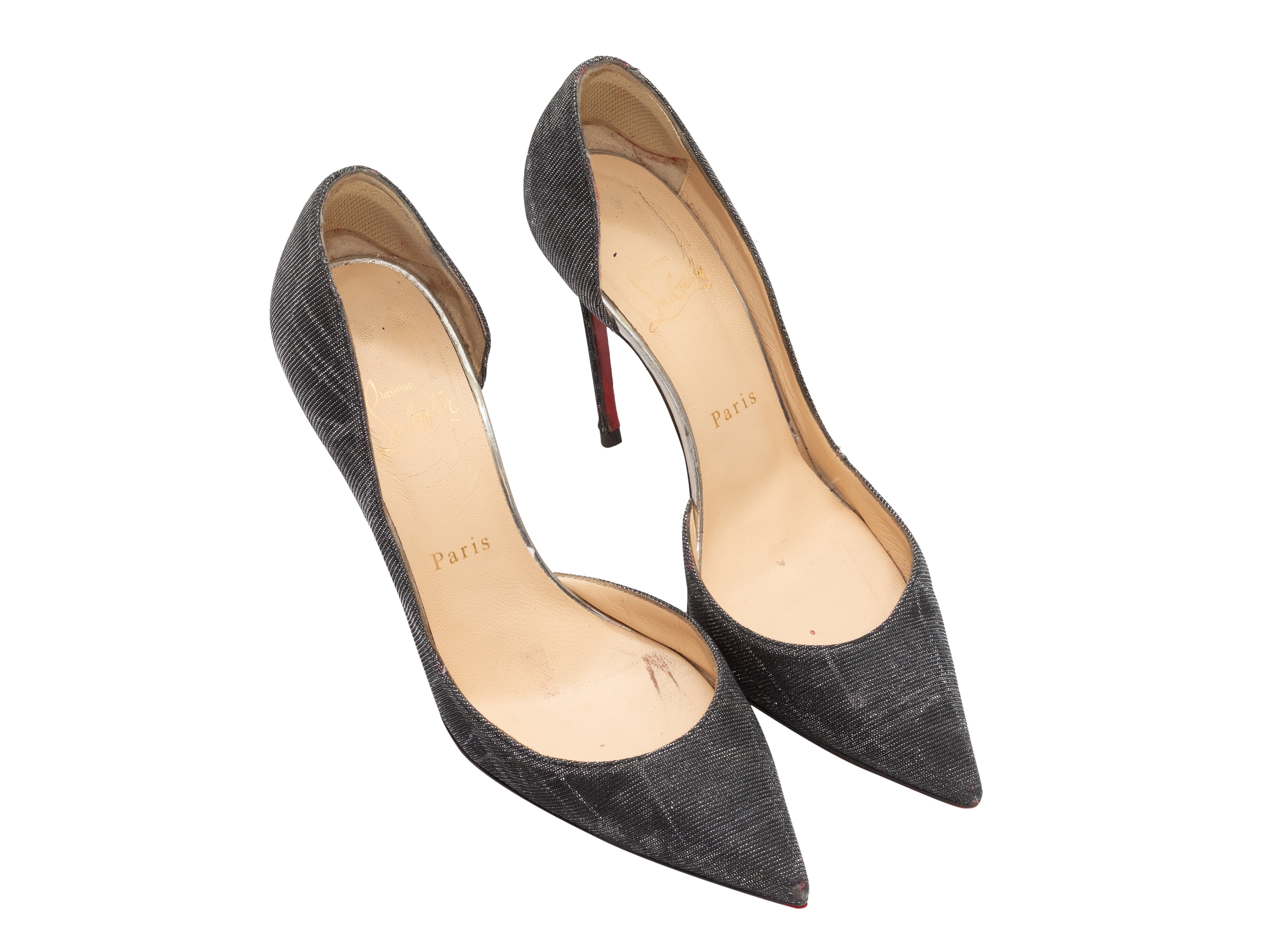 CHRISTIAN LOUBOUTIN black patent rounded point classic stiletto pump EU38.5  For Sale at 1stDibs