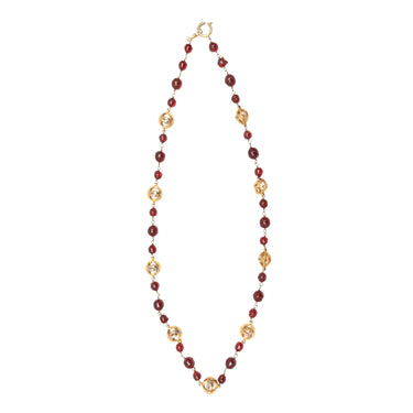 Vintage Red & Gold-Tone Chanel 1980s Beaded Necklace