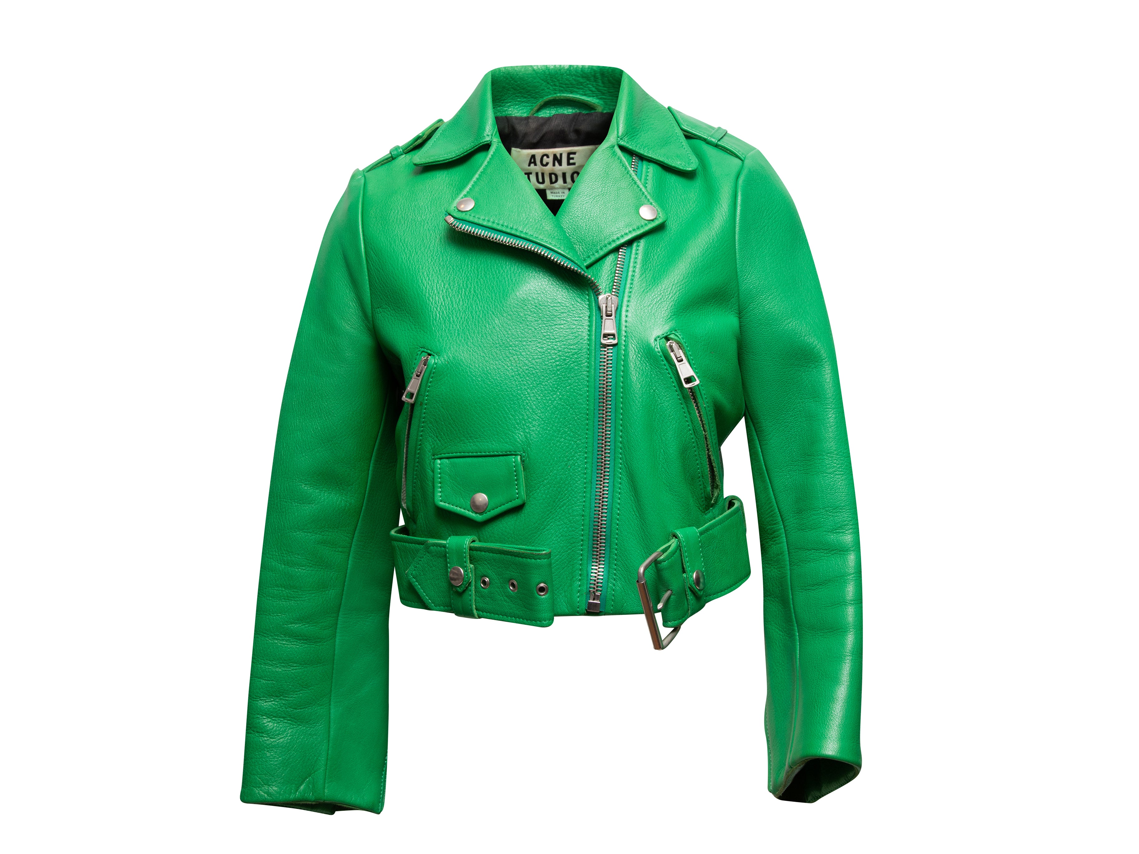 Pre-owned Louis Vuitton Leather Biker Jacket In Green
