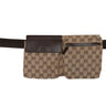 Brown Gucci GG Canvas Double Pocket Belt Bag - Designer Revival