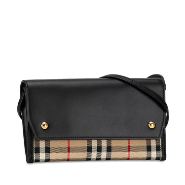 Brown Burberry House Check Wallet on Strap Crossbody Bag