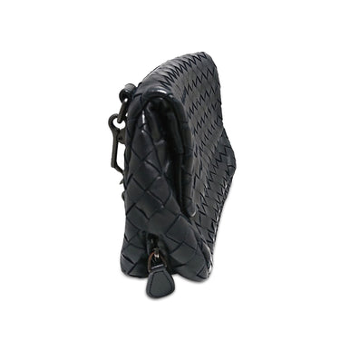 Black Bottega Veneta Intrecciato Flap Crossbody Bag