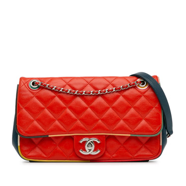 Red Chanel Medium Lambskin Cuba Color Flap Crossbody Bag