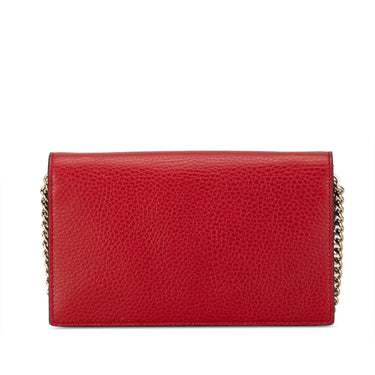 Red Gucci Leather Betty Wallet On Chain Crossbody Bag