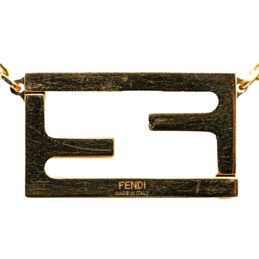 Gold Fendi FF Crystal Pendant Necklace