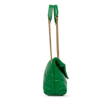 Green Saint Laurent Small Lambskin LouLou Puffer Shoulder Bag