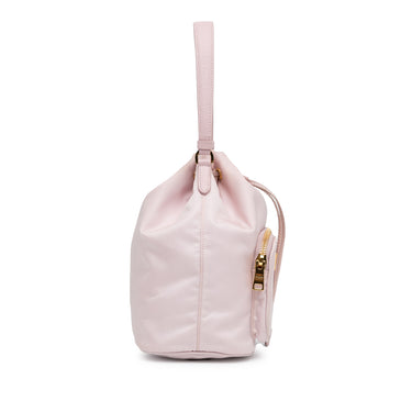 Pink Prada Re-Nylon Saffiano Trimmed Duet Bucket Bag