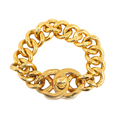 Gold Chanel CC Turnlock Chain Bracelet - Designer Revival