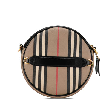 Tan Burberry Icon Stripe Canvas Louise Crossbody Bag - Designer Revival