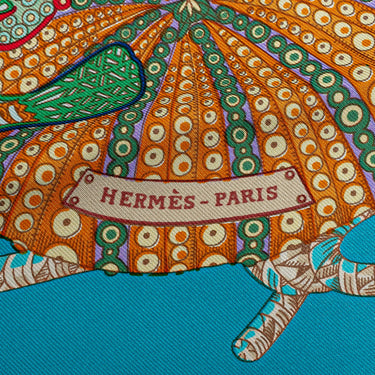 Blue Hermès Grand Fonds Silk Scarf Scarves - Designer Revival