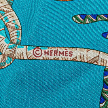 Blue Hermès Grand Fonds Silk Scarf Scarves - Designer Revival