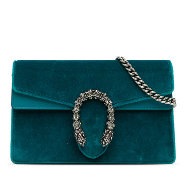 Blue Gucci Super Mini Velvet Dionysus Crossbody Bag