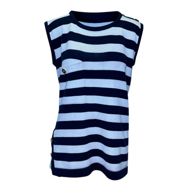 Vintage Navy & Light Blue Givenchy Striped Knit Sleeveless Top Size US M - Designer Revival