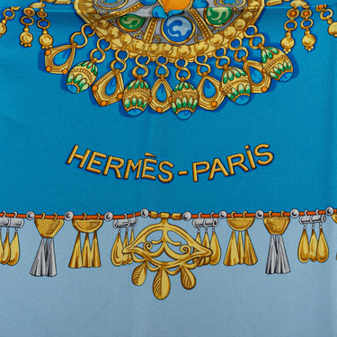 Blue Hermès Parures Des Sables Silk Scarf Scarves
