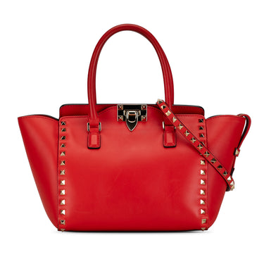 Red Valentino Leather Rockstud Satchel - Designer Revival