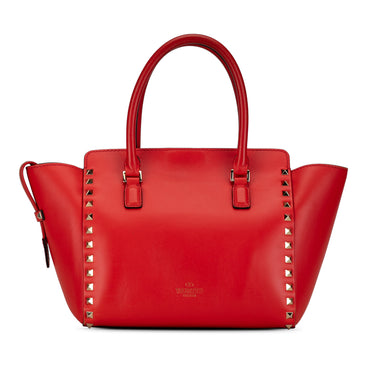 Red Valentino Leather Rockstud Satchel - Designer Revival