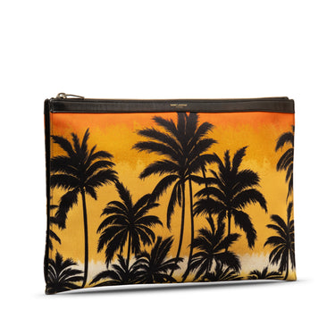 Yellow Saint Laurent Palm Tree Zip Pouch Clutch Bag